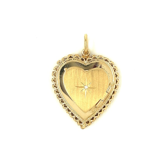 Vintage Diamond Heart 14k Gold Locket - image 1
