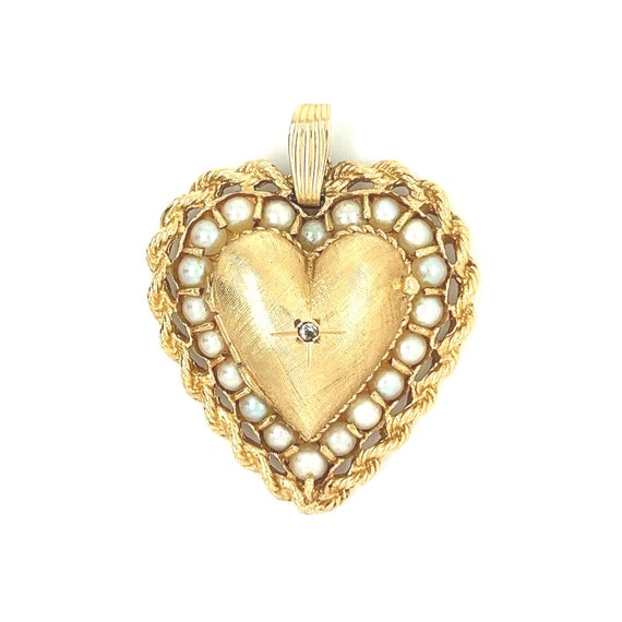 Vintage 14k Gold Pearl Heart Locket