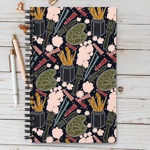 Floral Art Supplies Spiral Notebook: Soft Cover Journal