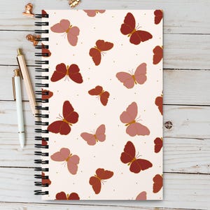 Spiral notebook | cute floral notebook | soft cover journal | gift for her | butterfly notebook