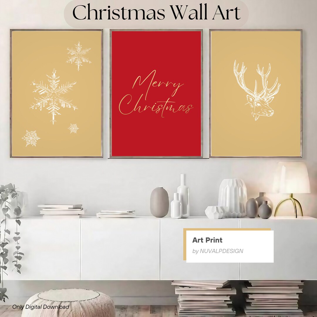 Basic Christmas High Quality Wall Art Set of 3 Wall Art for Christmas