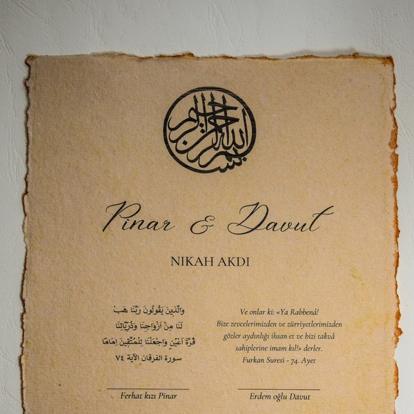 Certificato di matrimonio - Nikah Akdi - Dini Nikah Belgesi - Certificato di matrimonio islamico