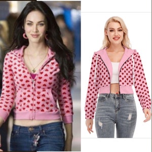 Jennifer's Body Megan Fox All-Over Print Women's Crop Top Hoodie With Zipper Closure