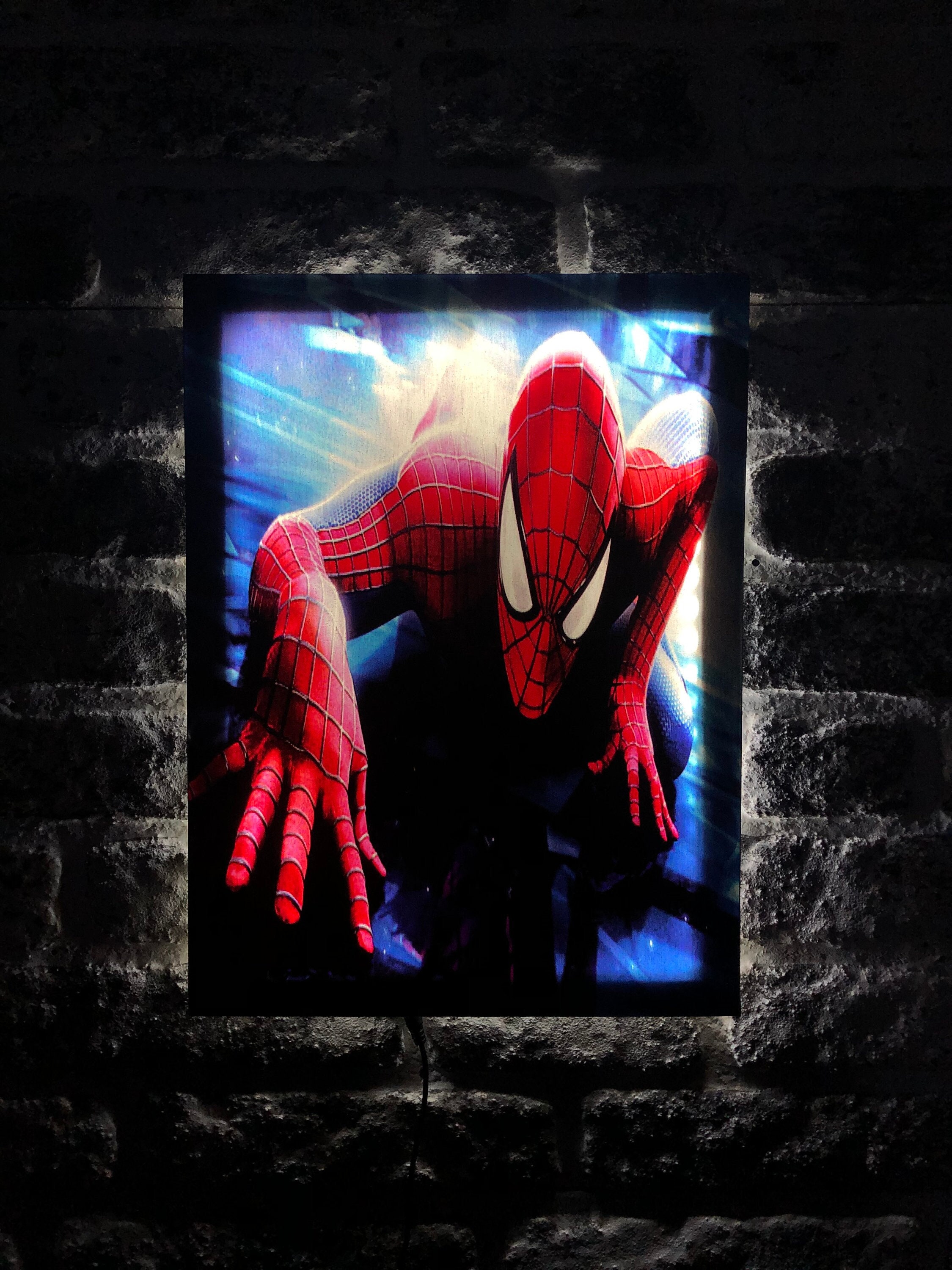 Spiderman Superhero Led Light Lampe de bureau Résine Ornement