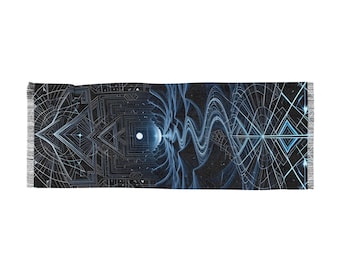 Sacred Geometry Festival Scarf, Rave Wear, Light Scarf for Festivals, Boho Scarf, Hippie Clothing, Festival Wrap Pashmina