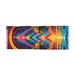 Heilige Geometrie Schal, Psychedelic Rave Wear, Leichter Schal für Festivals, Boho Schal, Hippie Kleidung, Festival Wrap Pashmina