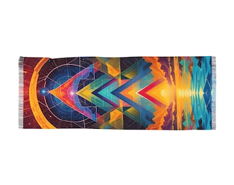 Sacred Geometry Festival Scarf, Psychedelic Rave Pashmina