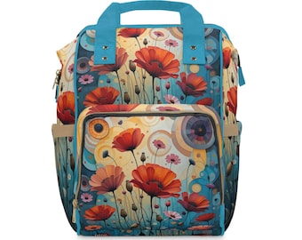 Mochila para fraldas com estampa floral: Geometria Sagrada, organizador multifuncional para quarto de bebê