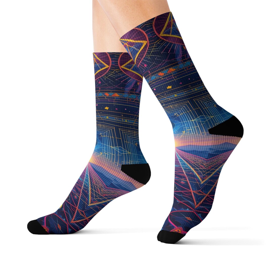 Sock Geometry Sacred Geometry Space Socks: Unisex Psychedelic Rave Crew Socks - Etsy