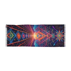 Heilige Geometrie Schal, Psychedelic Rave Wear, Leichter Schal für Festivals, Boho Schal, Hippie Kleidung, Festival Wrap Pashmina