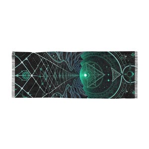 Heilige Geometrie Schal, Psychedelic Rave Wear, Leichter Schal für Festivals, Boho Schal, Hippie Kleidung, Festival Wrap Pashmina