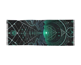 Sacred Geometry Festival Scarf: Psychedelic Rave Wrap, Lightweight Polyester