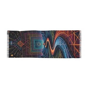 Heilige Geometrie Schal, Psychedelic Rave Wear, Leichter Schal für Festivals, Boho Schal, Hippie Kleidung, Festival Wrap Pashmina
