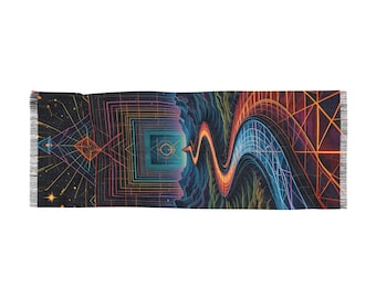 Sacred Geometry Festival Scarf: Psychedelic Rave Wrap, Lightweight Polyester