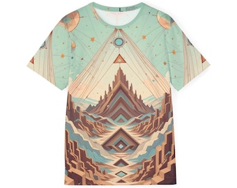 Camiseta Geometria Sagrada, Galáxia Cósmica, Roupa Psicodélica para Rave
