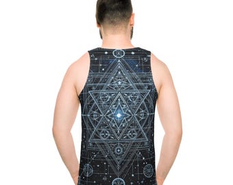 Sacred Geometry Tank Top, Gothic Cosmic Galaxy Rave Shirt