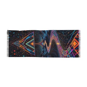 Heilige Geometrie Schal, Psychedelic Rave Wear, Leichter Schal für Festivals, Boho Schal, Hippie Kleidung, Festival Wrap Pashmina