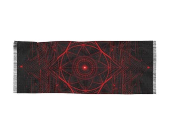 Sacred Geometry Festival Scarf: Gothic Rave Boho Wrap, Sheer Lightweight Rave Pashmina