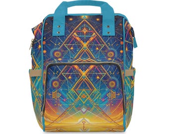 Mochila para fraldas com estampa de galáxia: organizador de berçário da Sacred Geometry