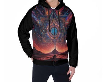 Sacred Geometry Festival Zip Up Hoodie | Trippy Rave Sweatshirt