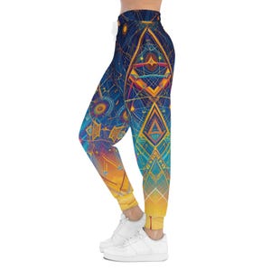 Sacred Geometry Unisex Joggers, Rave Pants, Athletic Sweatpants, Music Festival Clothing, Leggings, Colorful Sublimation Clothing for Men