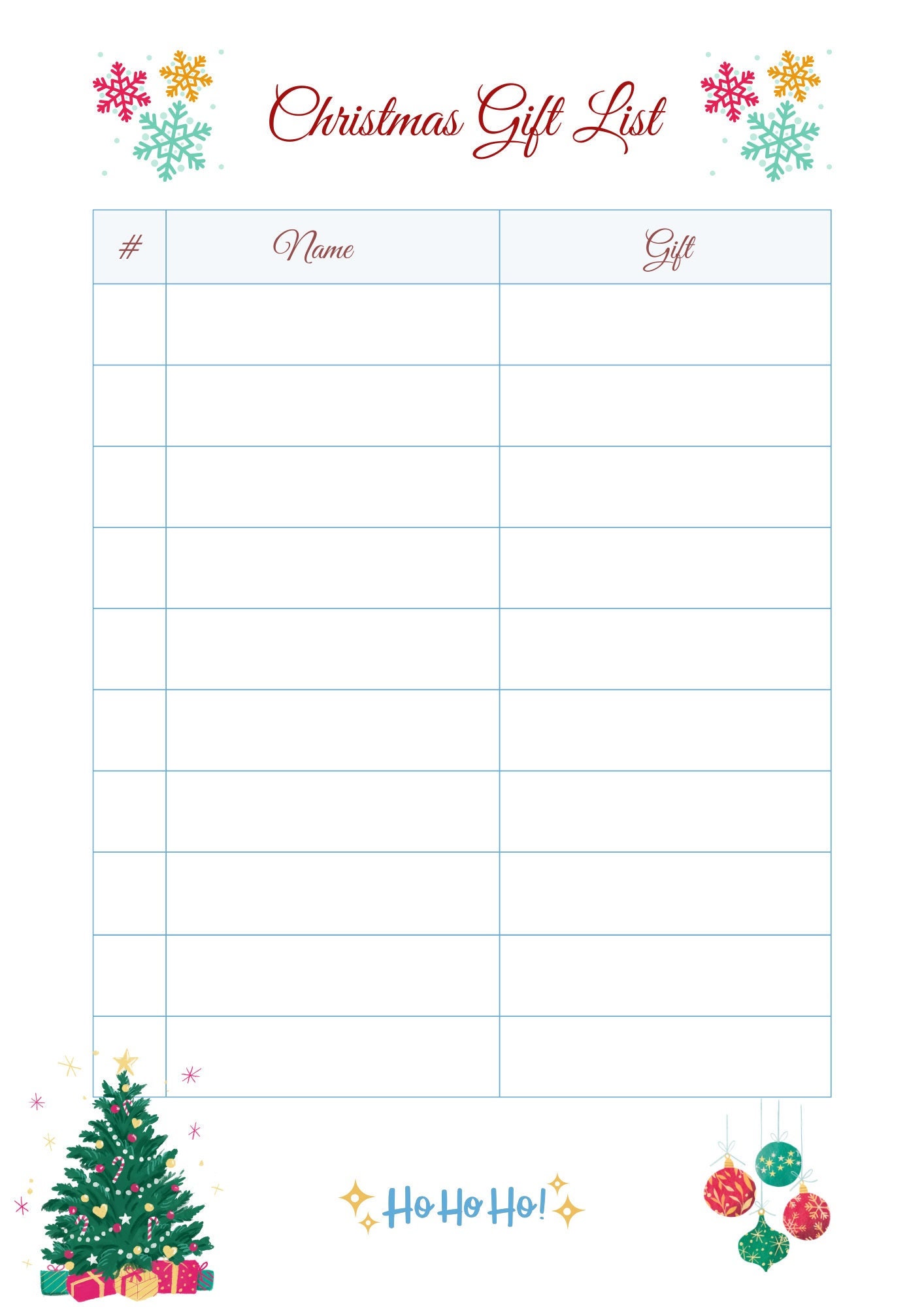 Christmas Gift List Digital Download Christmas Planner for Gifts