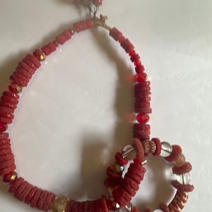 Handmade African wedding jewellery set with necklace bracelet and earrings. Traditional wedding events, statement piece. Made in Ghana