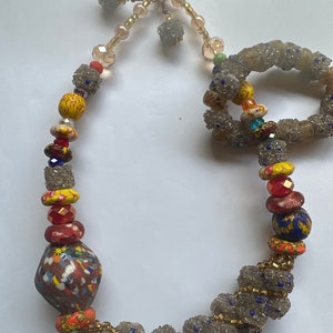 African handmade necklace bracelet earring set