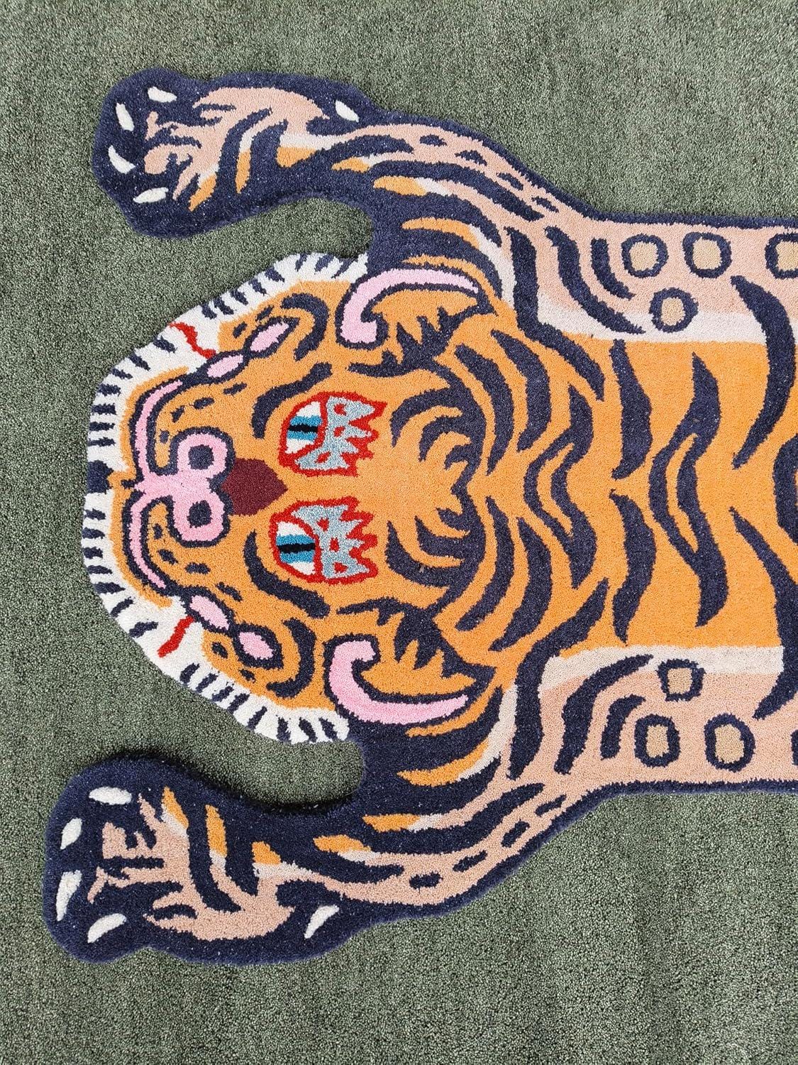 Hand Tufted Tiger Rug | Tibetan Style Animal Rug | Handmade Wool Carpet ...