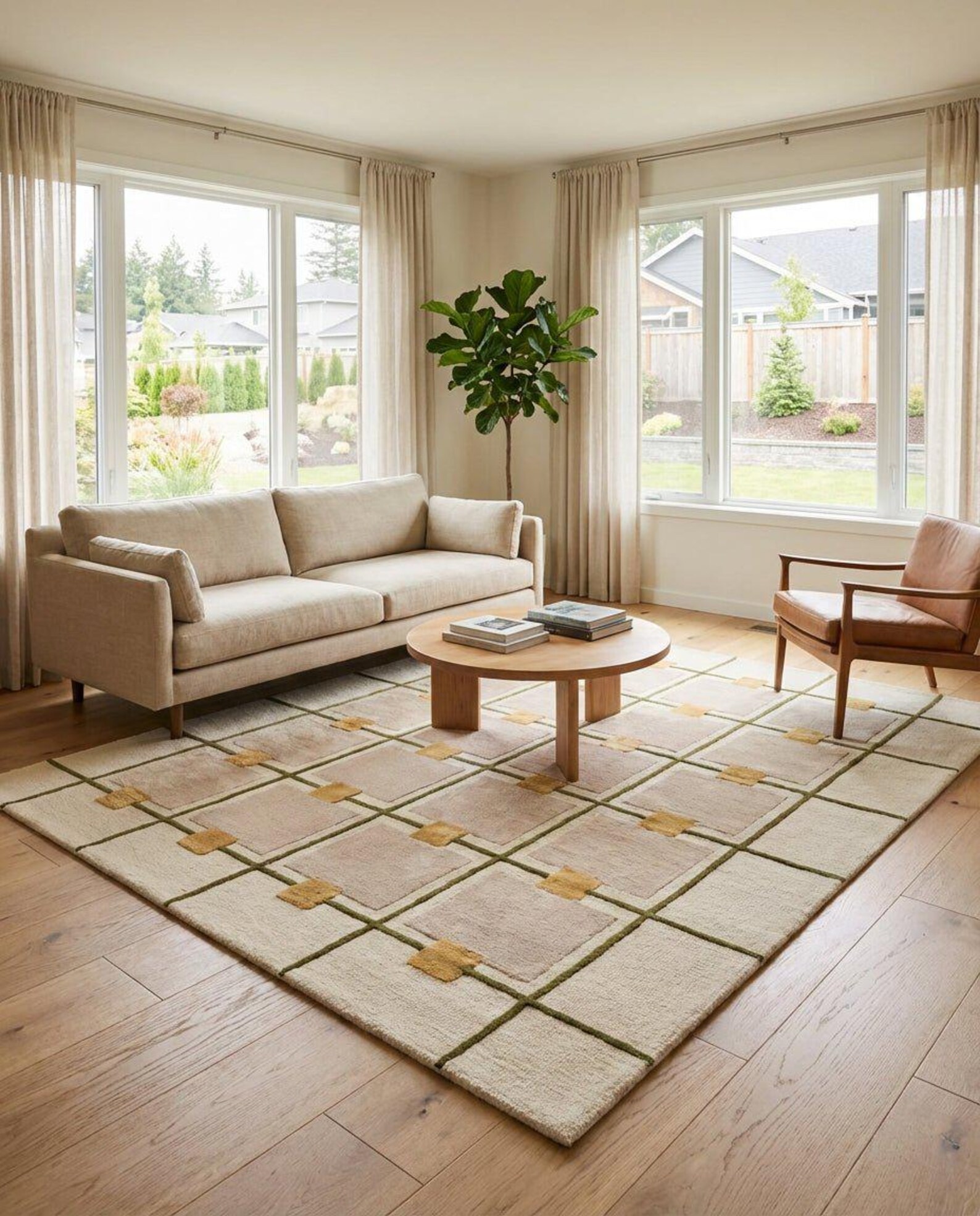 Hand-tufted Rugs New Zealand Wool Rug: Modern Design Yellow Checked Rug ...