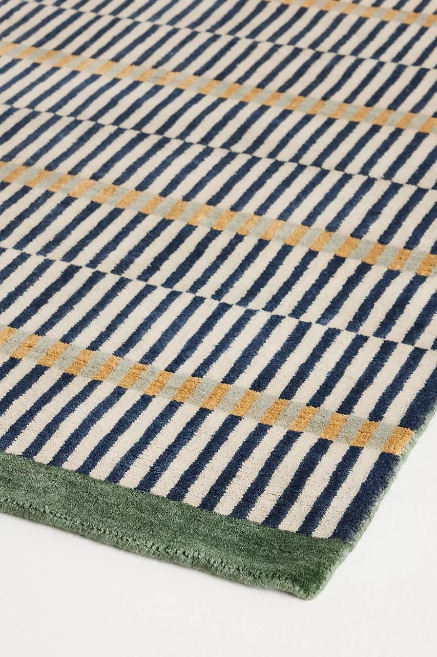 Hand Tufted Wool Rug: Modern Striped Area Carpet - Living Room Bedroom ...