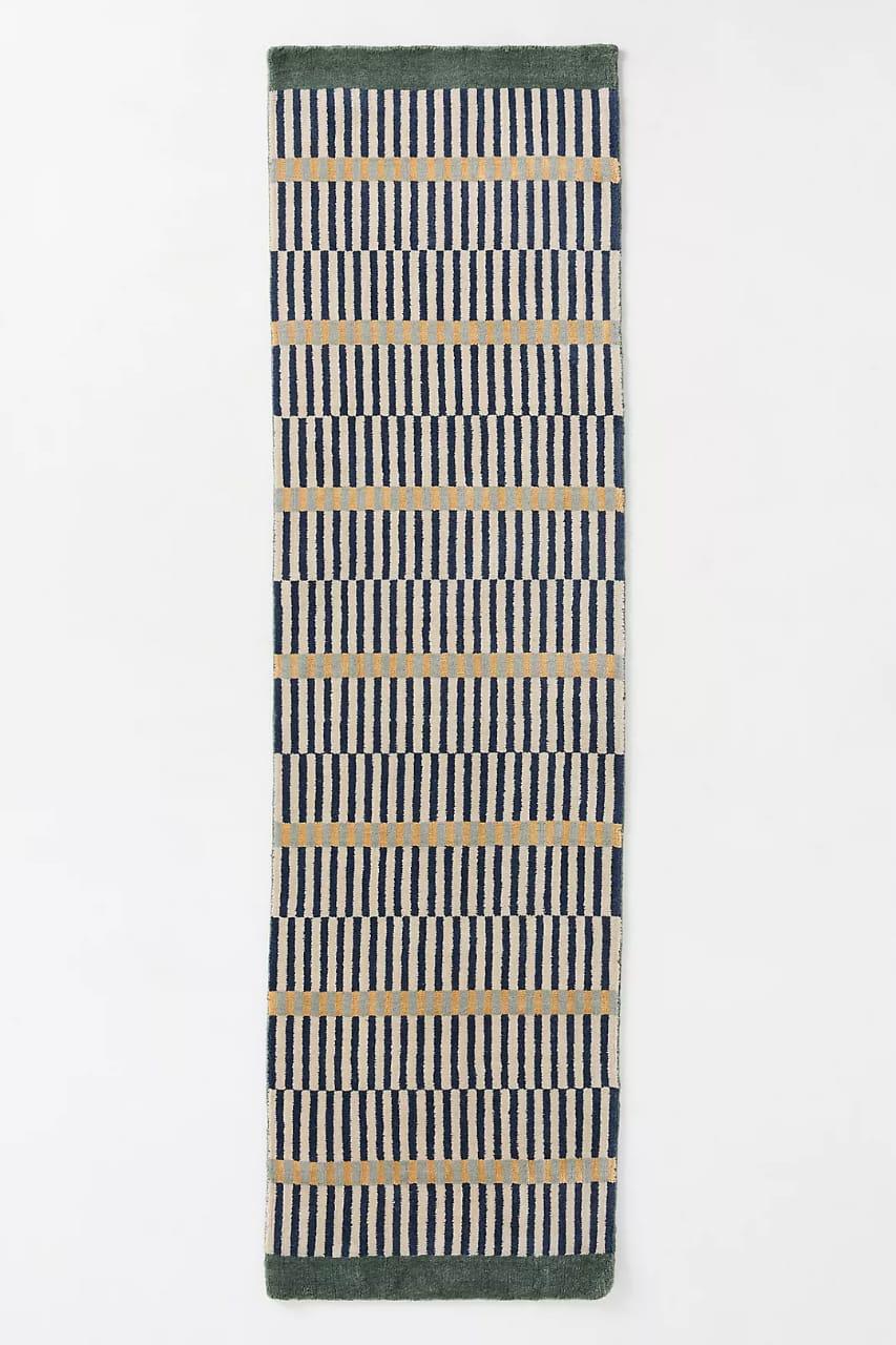 Hand Tufted Wool Rug: Modern Striped Area Carpet - Living Room Bedroom ...