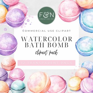 Clipart Bomby Kąpielowej, Akwarele Bomby Kąpielowej Elementy, Bomby Kąpielowe PNG, Cliparty z Bąbelkami do Kąpieli, Akwarele Spa, FANCC121