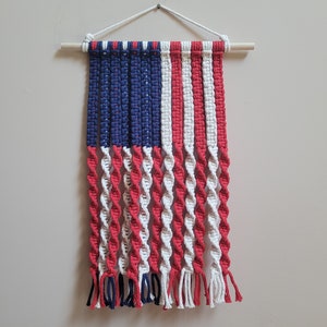 American Flag Patriotic Macrame Wall Hanging