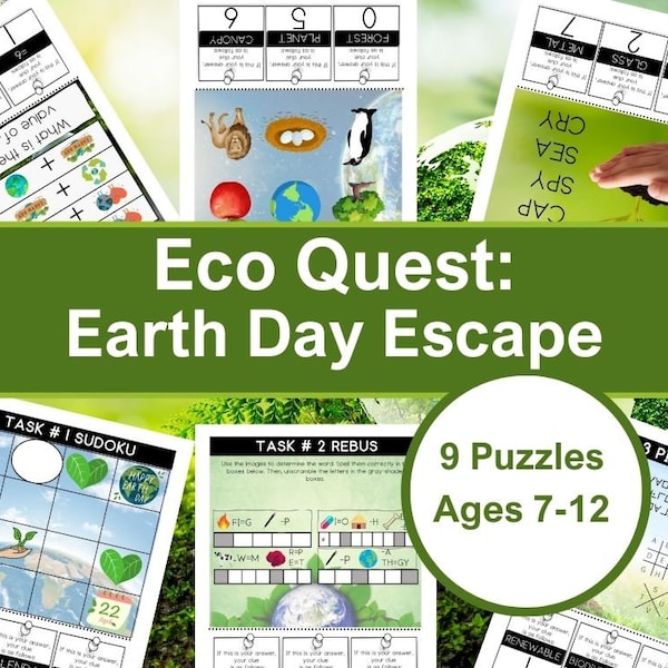 Escape Room for Kids - Eco Quest: Earth Day Escape! - Kids Escape Room - Earth Day Escape Room - Printable Escape Room - Escape Room Kit