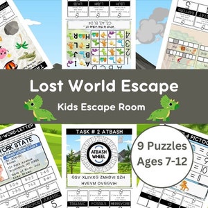Escape Room for Kids - Lost World Escape - Dinosaur Escape Room - Escape Room Kit - Printable Escape Room - Kids Escape Room - Ages 7-12