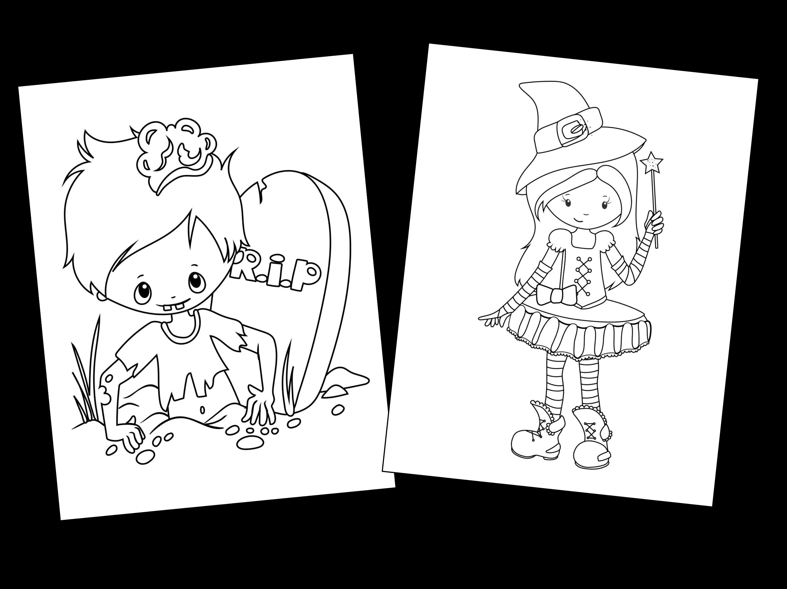 Halloween Coloring Sheets - Etsy