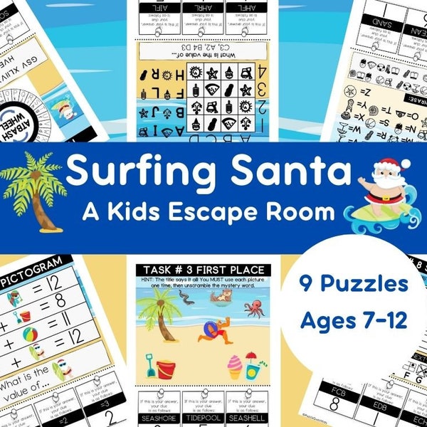 Escape Room for Kids - Surfing Santa - Ages 7-12