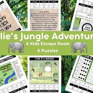 Escape Room for Kids - Ellie&#39;s Jungle Adventure - Elephant Escape Room - Printable Escape Room - Escape Room Kit - Ages 6-8