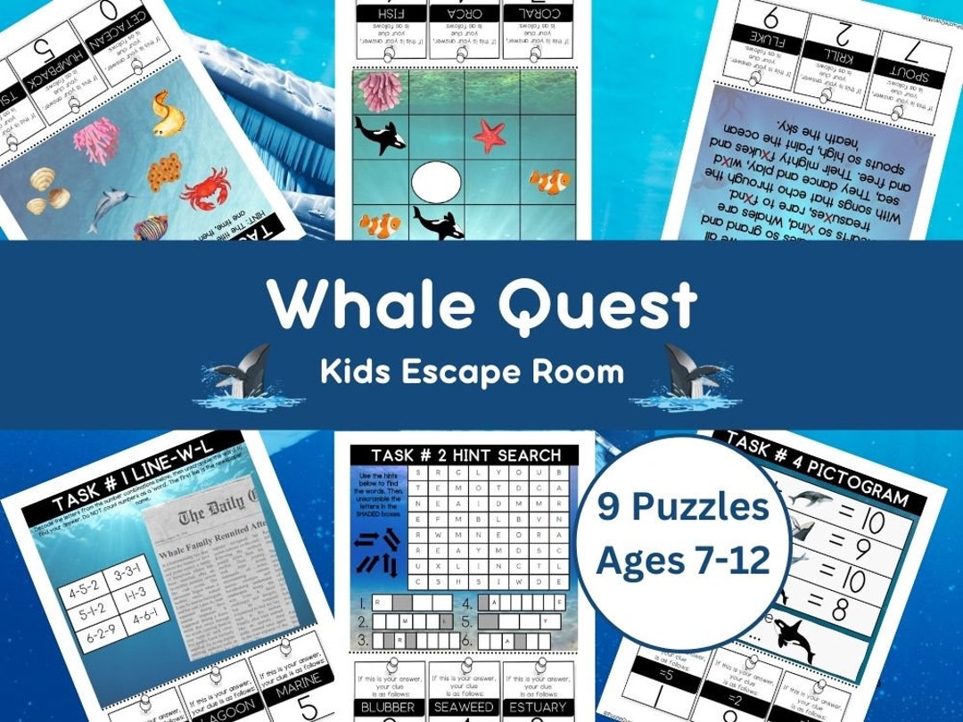 Whale Quest Escape Room Kit Kids Party Game (ages 712) (printable) Etsy