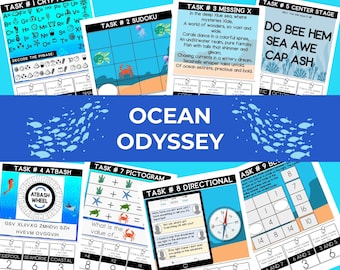 Ocean Escape Room för barn | Utskrivbart äventyrsspel Ocean Odyssey | Åldrar 7–12 Hemundervisning i klassrummet, PDF