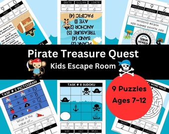 Escape Room para niños - Búsqueda del tesoro pirata - Edades 7-12