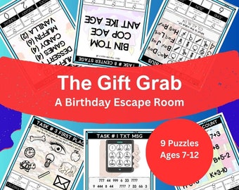 Kids Birthday Escape Room: The Gift Grab - 9 Puzzle Challenges (PDF)