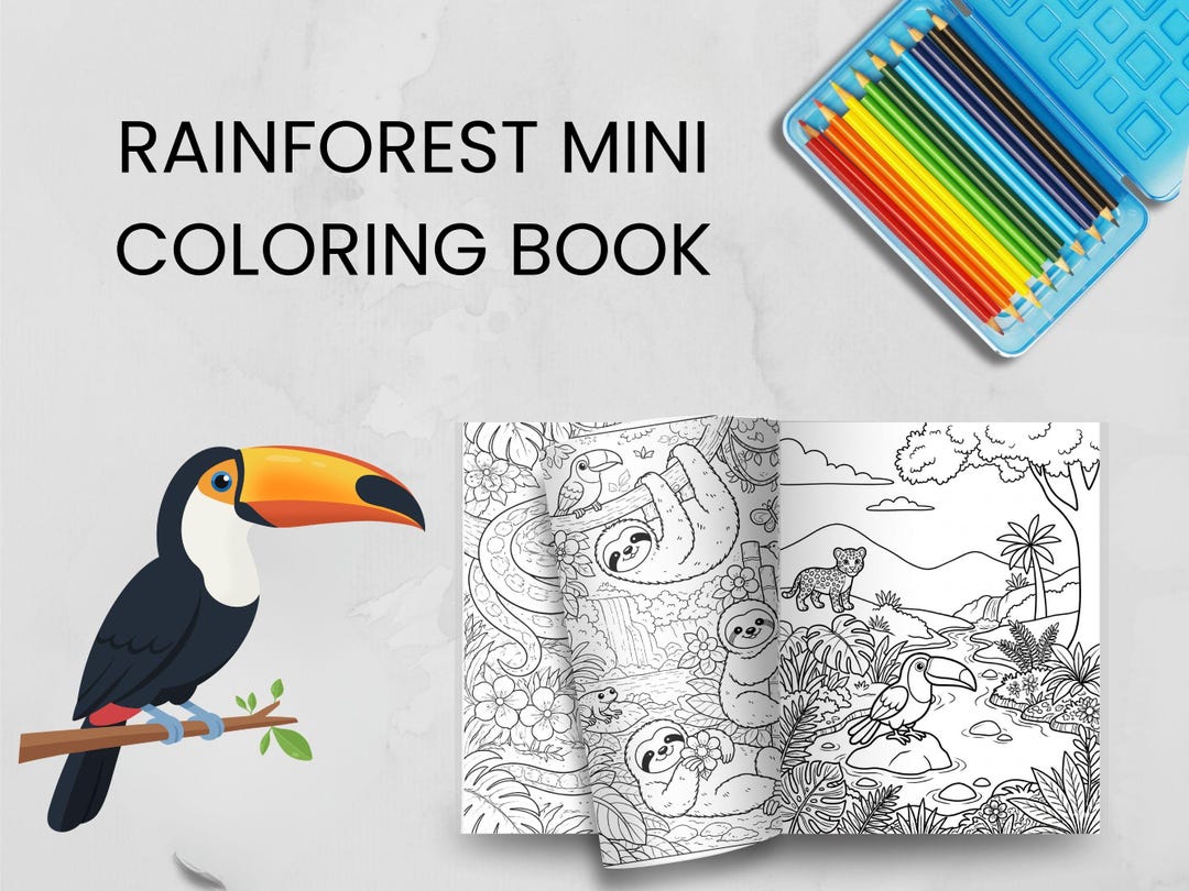 Rainforest Mini Coloring Book Printable - Etsy