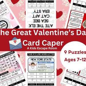 Escape Room für Kinder - Die große Valentinstag Karte - Printable Escape Room - Escape Room Kit - Valentinstag Escape Room