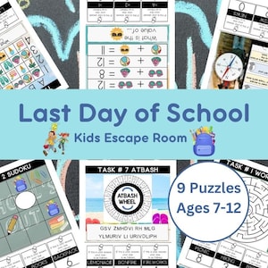 Escape Room for Kids - Last Day of School Escape - Printable Escape Room - Escape Room Kit - Kids Escape Room - Ages 7-12