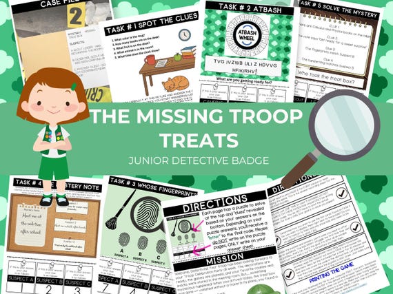 Printable Escape Room Kit For Junior Scouts | Detective Badge Activity, Fun No Prep Group Game