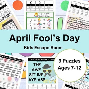 Escape Room for Kids - April Fool&#39;s Day Escape Room - Kids Escape Room - Printable Escape Room - Escape Room Kit - Ages 7-12