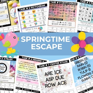 Escape Room de primavera para niños: 9 desafíos de rompecabezas (PDF)