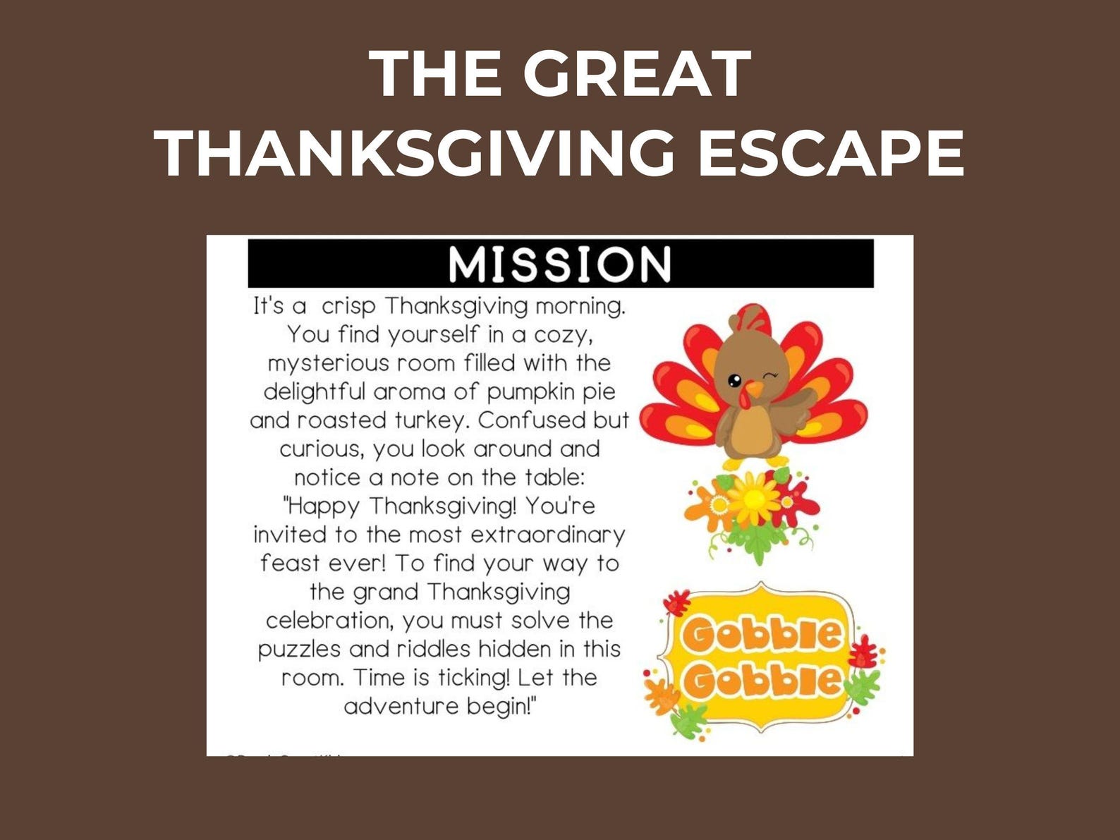 Thanksgiving Escape Room Game: Kids 7-12 (PDF Download) - Etsy